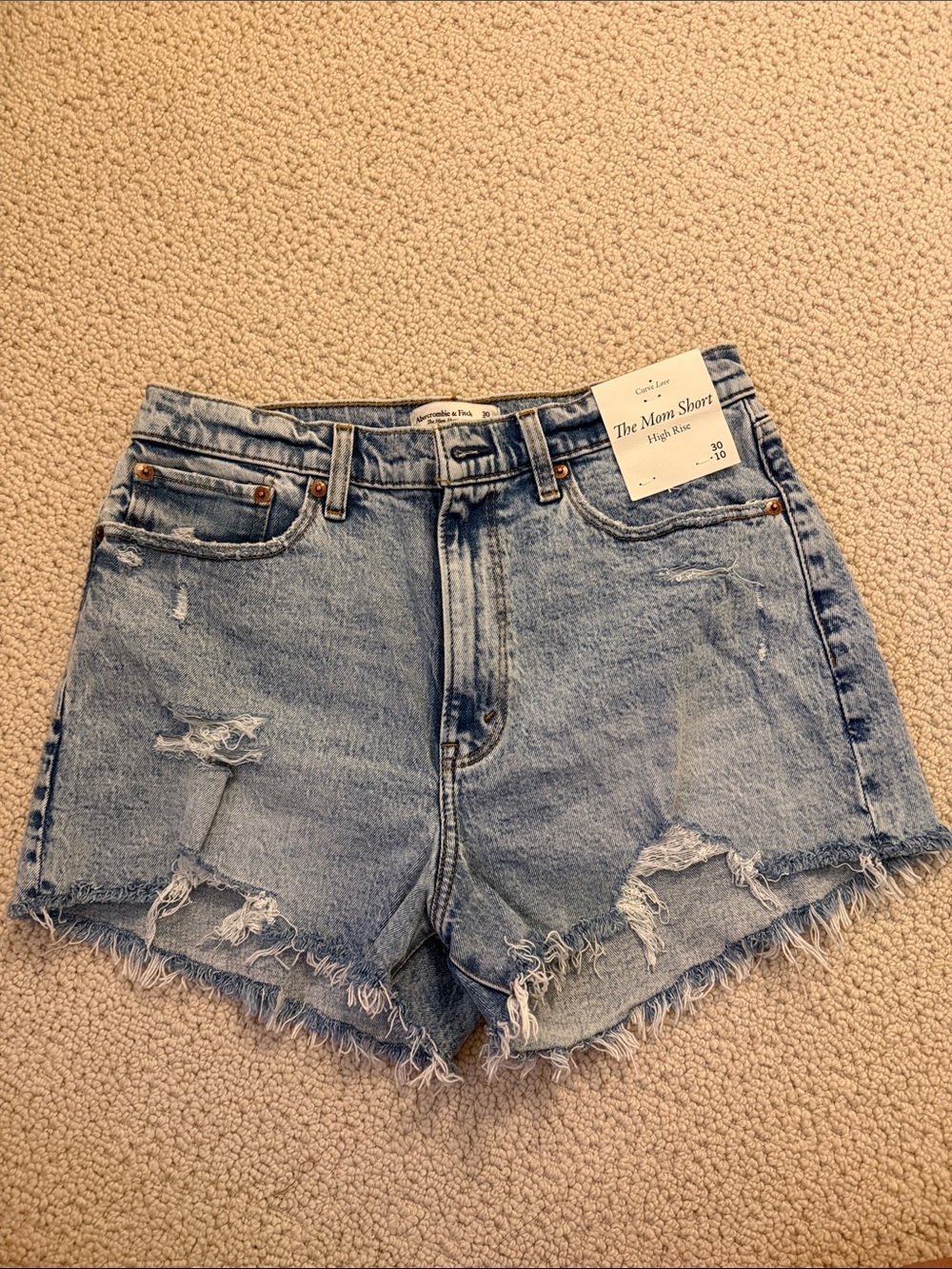 NWT Abercrombie High-Rise Distressed Denim Mom Shorts